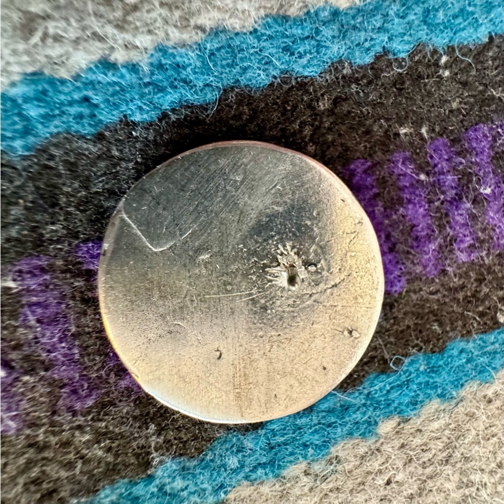 Silver Brooch Pin with Etched Southwest Design - Picture 4 of 5